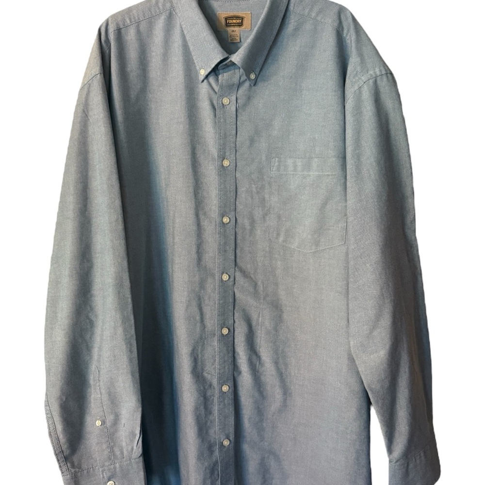 Big & Tall 3XLT Blue Oxford Shirt Men Button Down Easy Care Classic Fit Foundry
